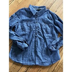 TOMS‎ for Target Women Blue Long Sleeve Button-Down Shirt L